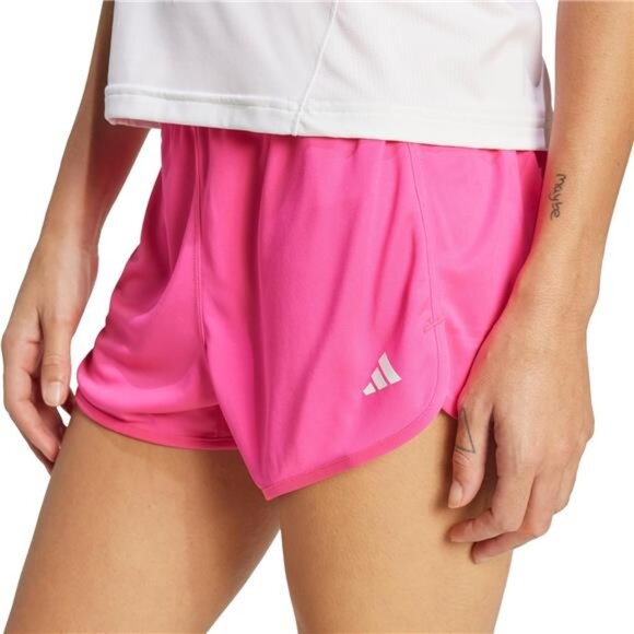Adidas Women's Pacer Essentials Knit High-Rise Training Shorts Pink and White - Picture 6 of 6